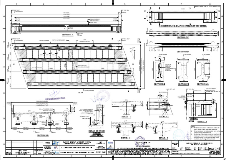 Crash Barrier and Girder Design Plan | PDF