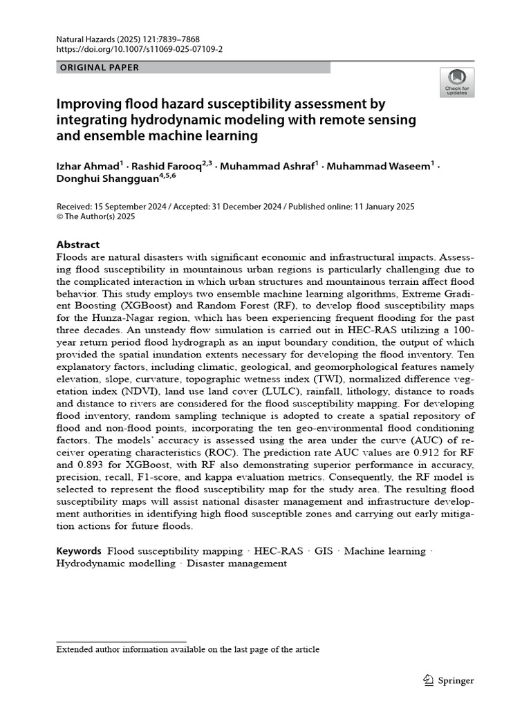 Flood Susceptibility Mapping with ML | PDF | Receiver Operating ...