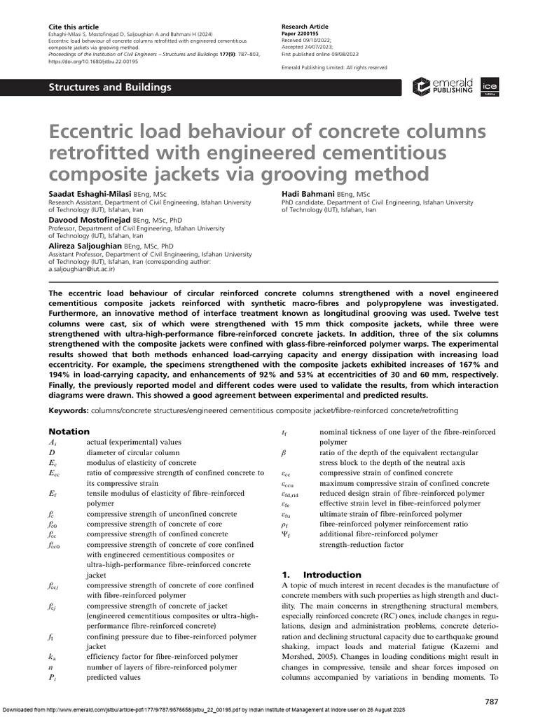 Eccentric Load Behavior of Retrofitted Columns | PDF | Concrete ...
