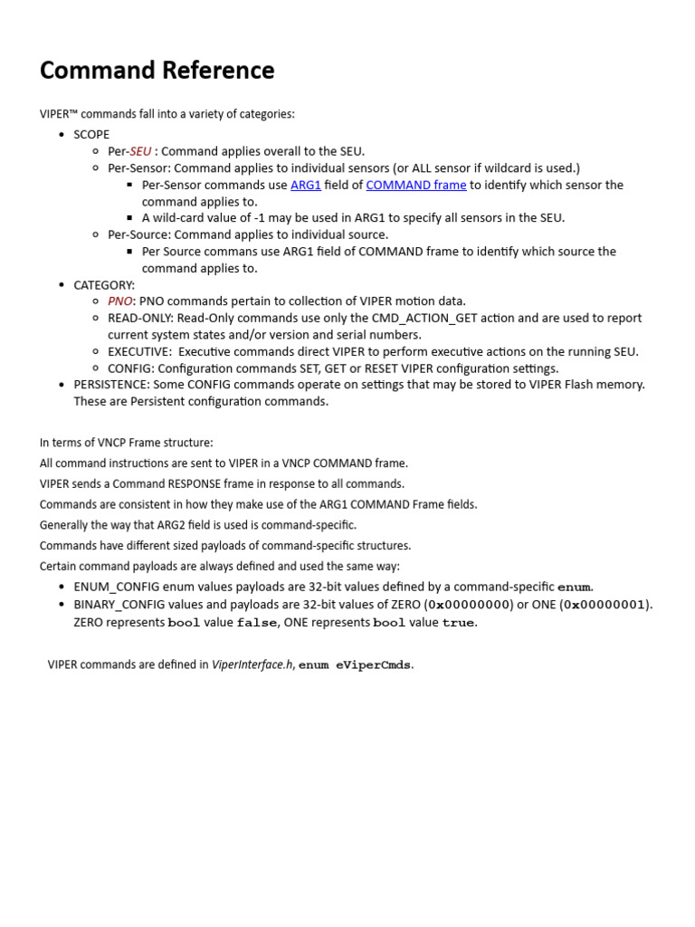 Viper Native Command Reference | PDF