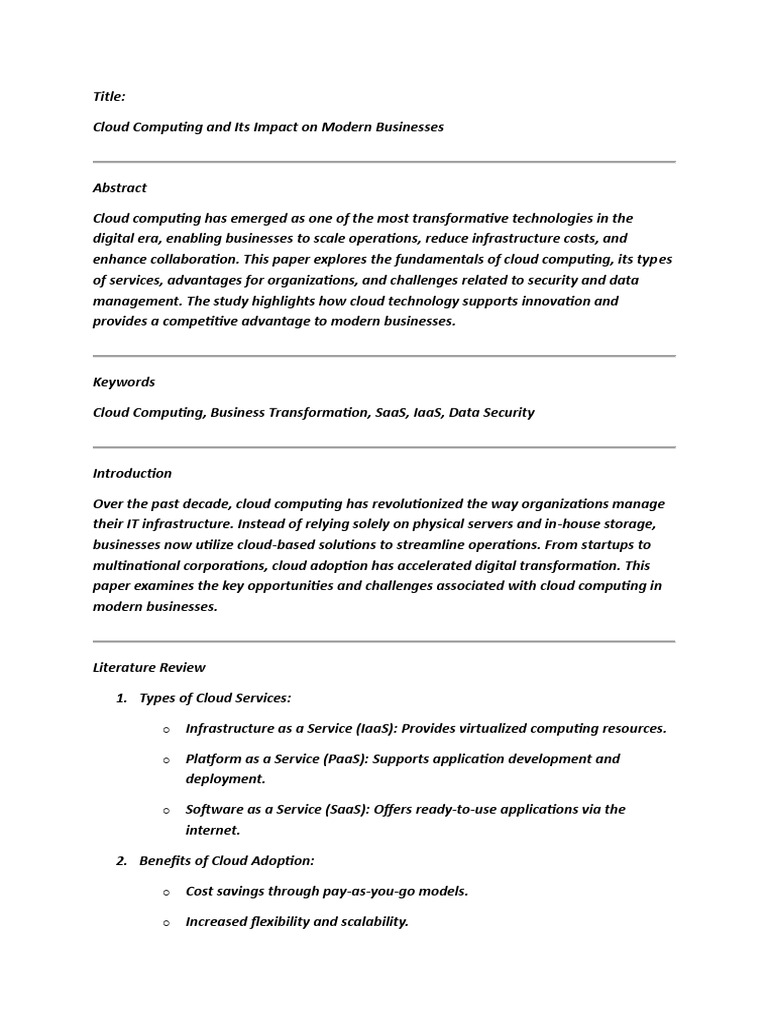 Cloud Computing's Business Impact | PDF | Cloud Computing | Software As ...