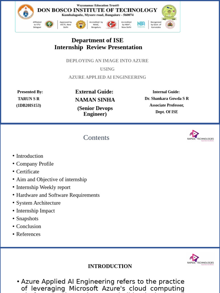 Azure AI Engineering Internship Review | PDF | Microsoft Azure ...