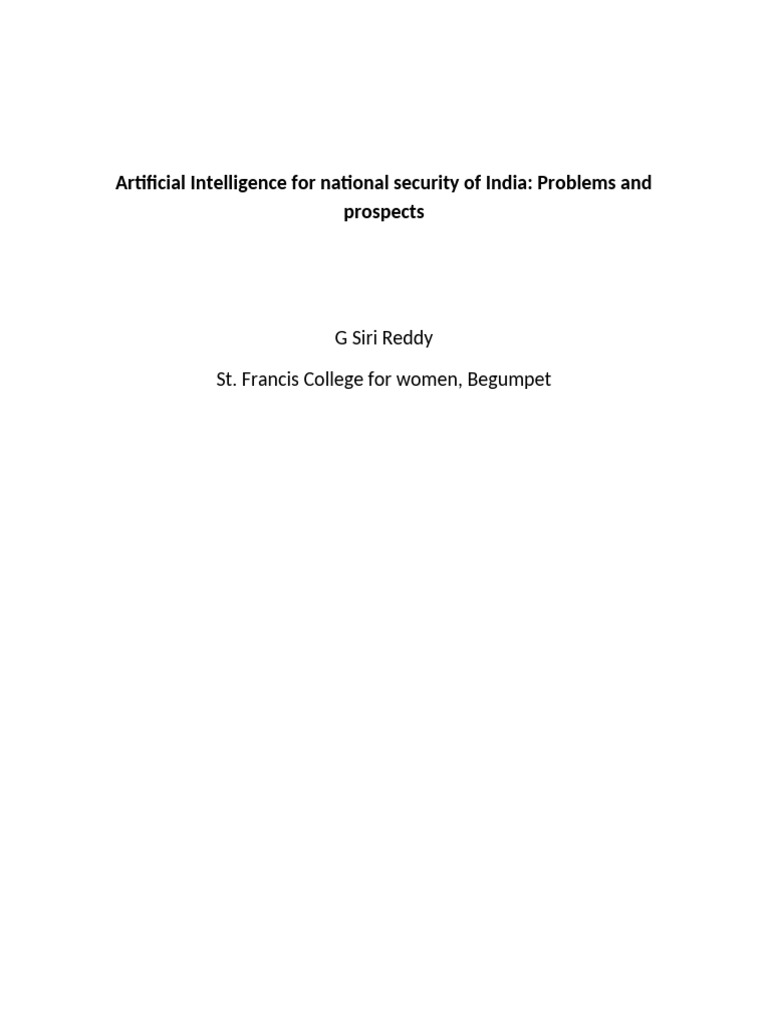 AI's Role in India's National Security | PDF | Artificial Intelligence ...