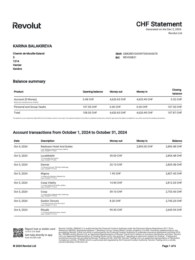 Account Statement - 2024 10 01 - 2024 10 31 | PDF | Financial Services