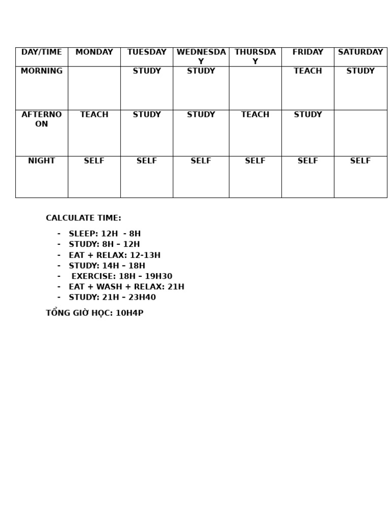 Weekly Study Schedule Overview | PDF