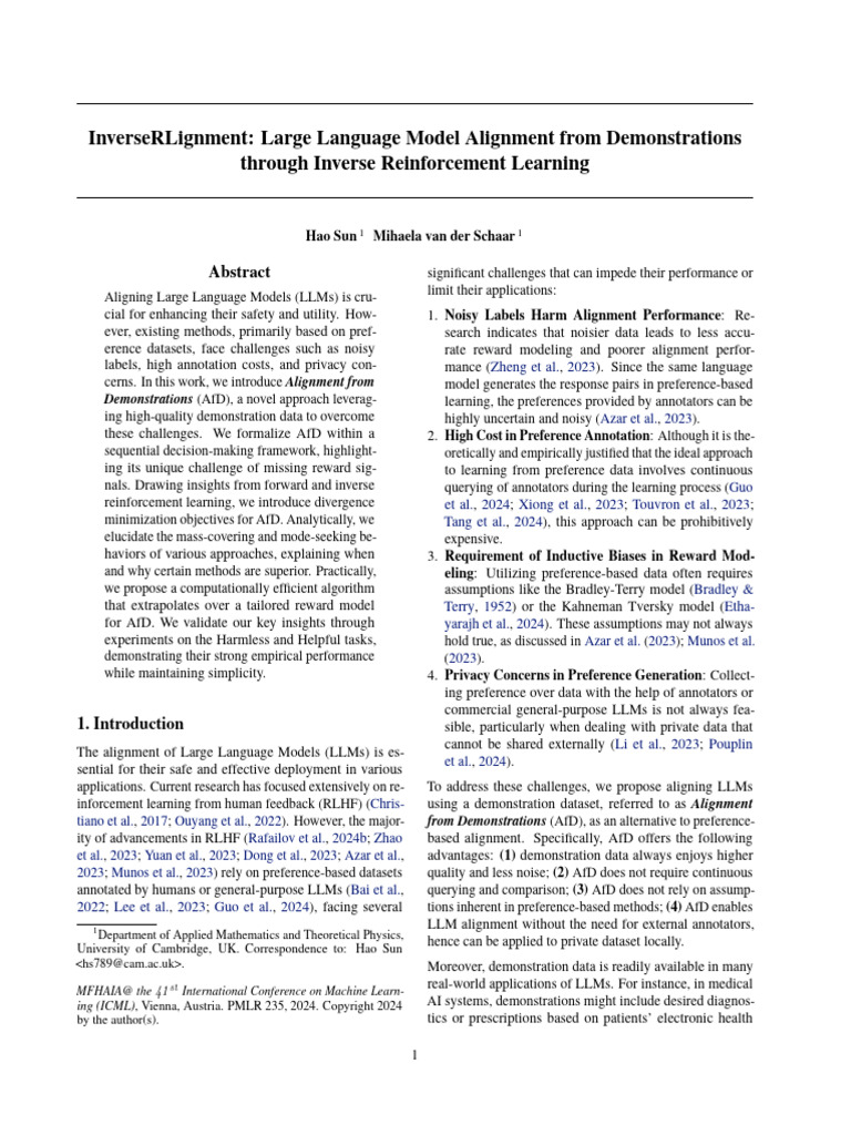 InverseRLignment: Aligning LLMs with AfD | PDF | Machine Learning ...