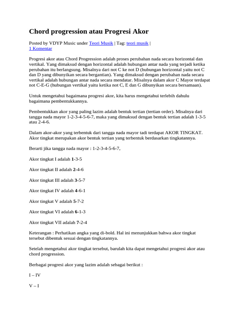 Chord Progression Atau Progresi | PDF