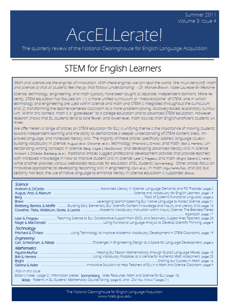 STEM Education Strategies for ELs | PDF | English As A Second Or ...