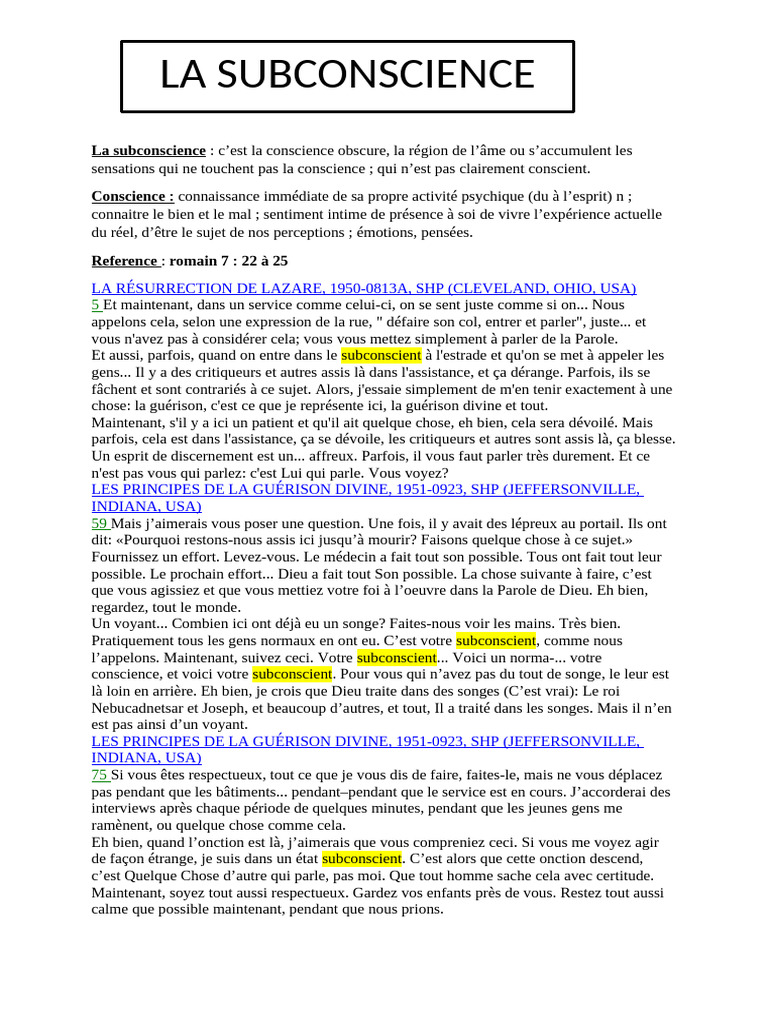 La Subconscience et ses Mystères | PDF | Rêve | Mensonge