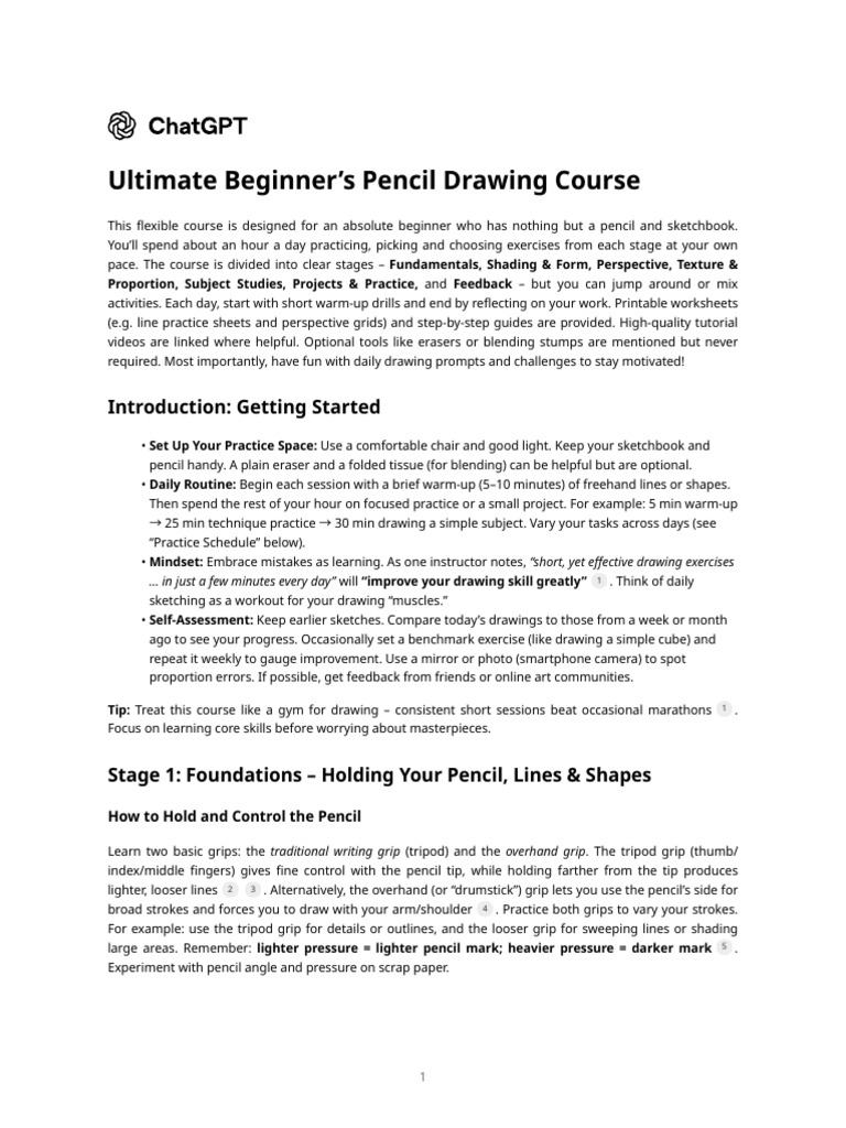 Beginner's Pencil Drawing Course Guide | PDF | Drawing | Shape
