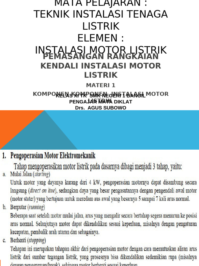 Materi 1 Komponen Instalasi Motor Listrik | PDF