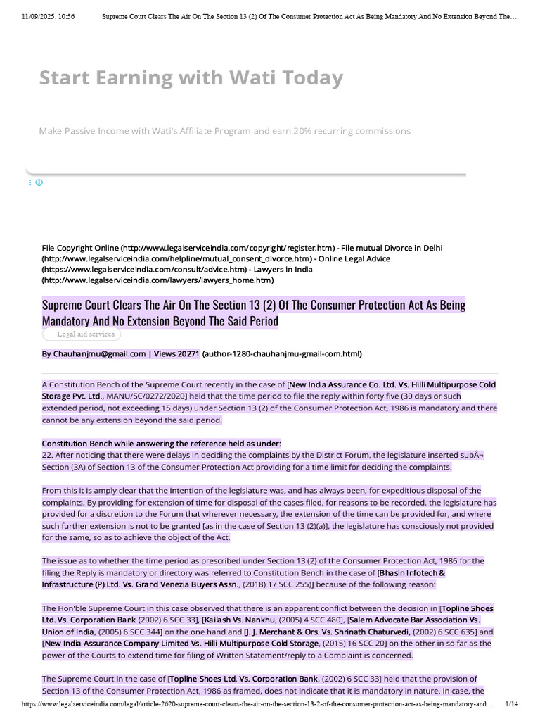 Supreme Court Clears The Air On The Section 13 (2) of The Consumer ...