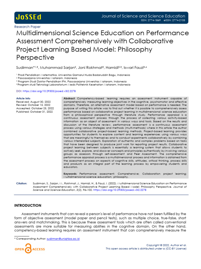 Multidimensional Science Education On Performance | PDF | Educational ...