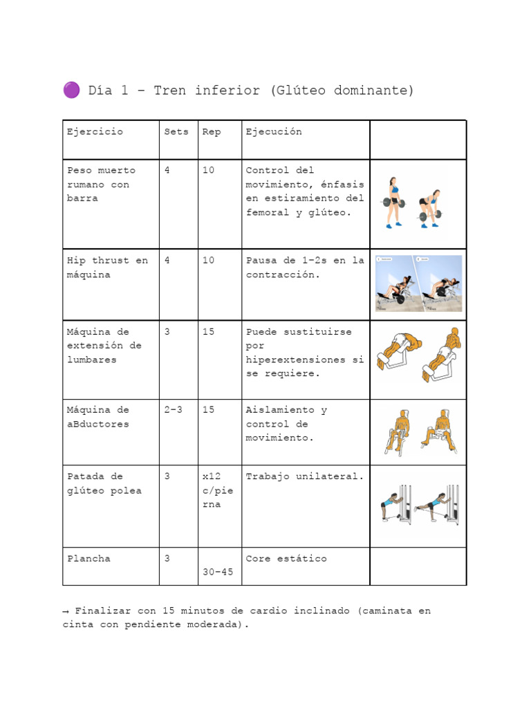 Rutina de Entrenamiento Completo en Casa | PDF | Ejercicio físico ...
