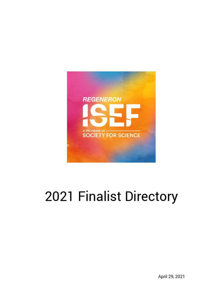 2021 ISEF Finalist Projects Directory | PDF