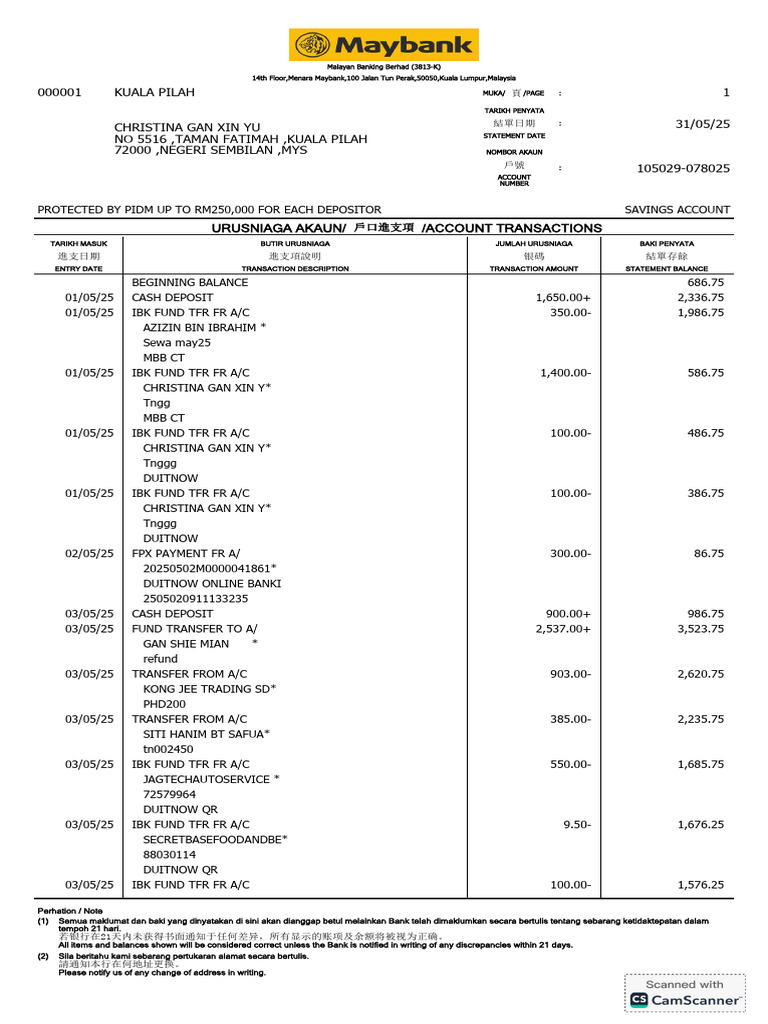 Account Transactions Statement Summary | PDF | Banks | Financial Technology
