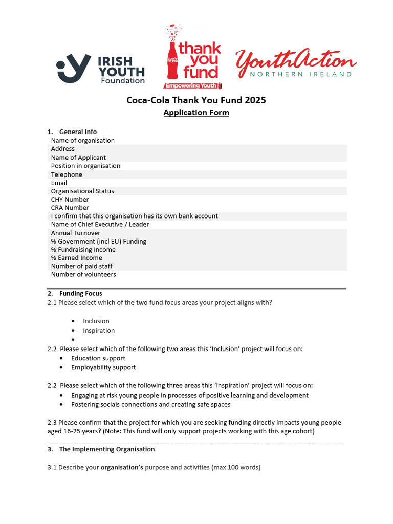 Coca-Cola 2025 Fund Application Guide | PDF