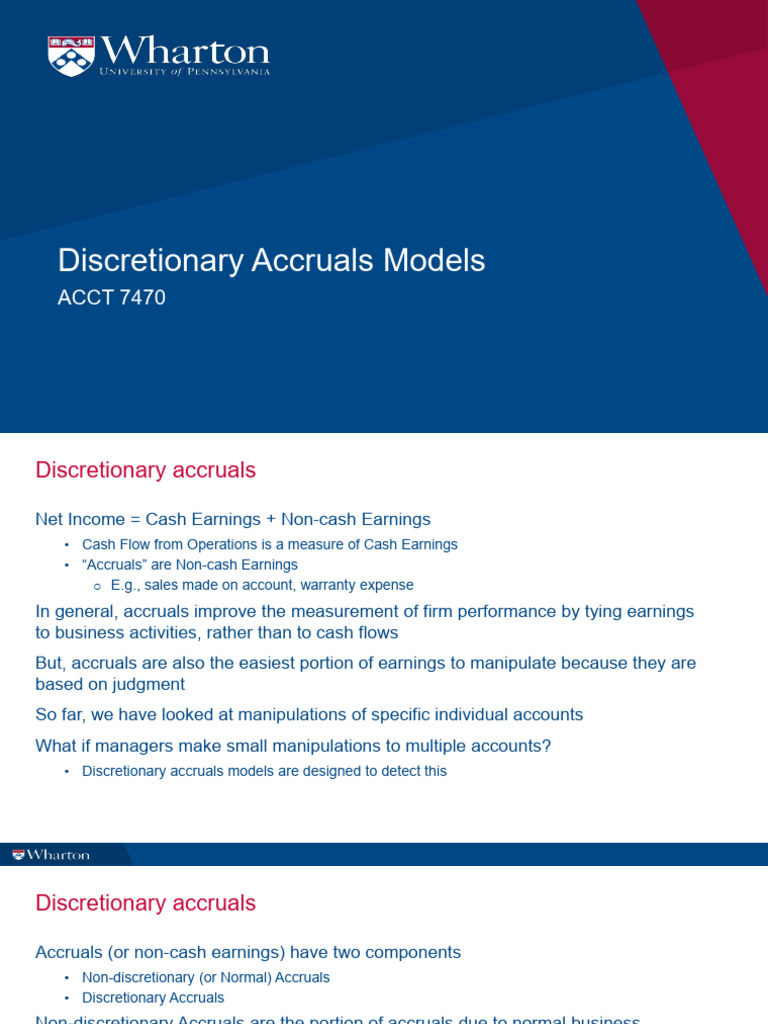 Discretionary Accruals Detection Models | PDF | Accrual | Linear Regression