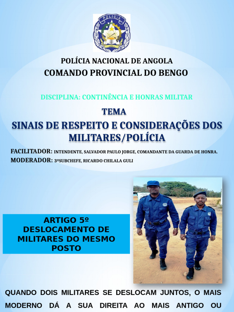 Aula de Continência e Honras Militar | PDF | Oficial (Forças Armadas ...