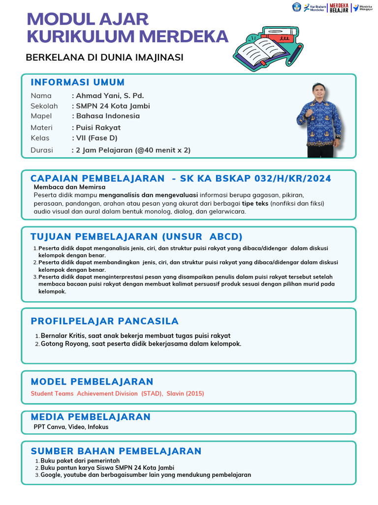 Modul Ajar Ahmad Yani 2420500046 | PDF