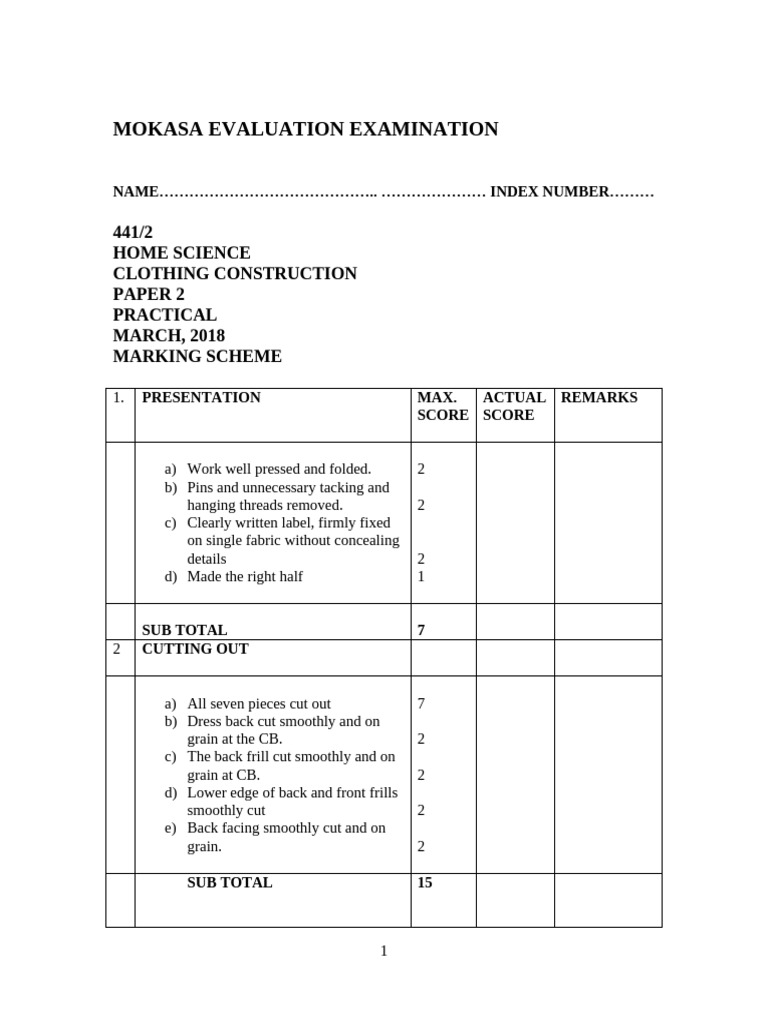441 Homescience Paper 2 Ms Pdf Seam Sewing Sewing