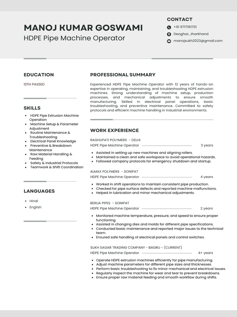 Professional Summary 250814 175014 | PDF | Extrusion | Applied And ...