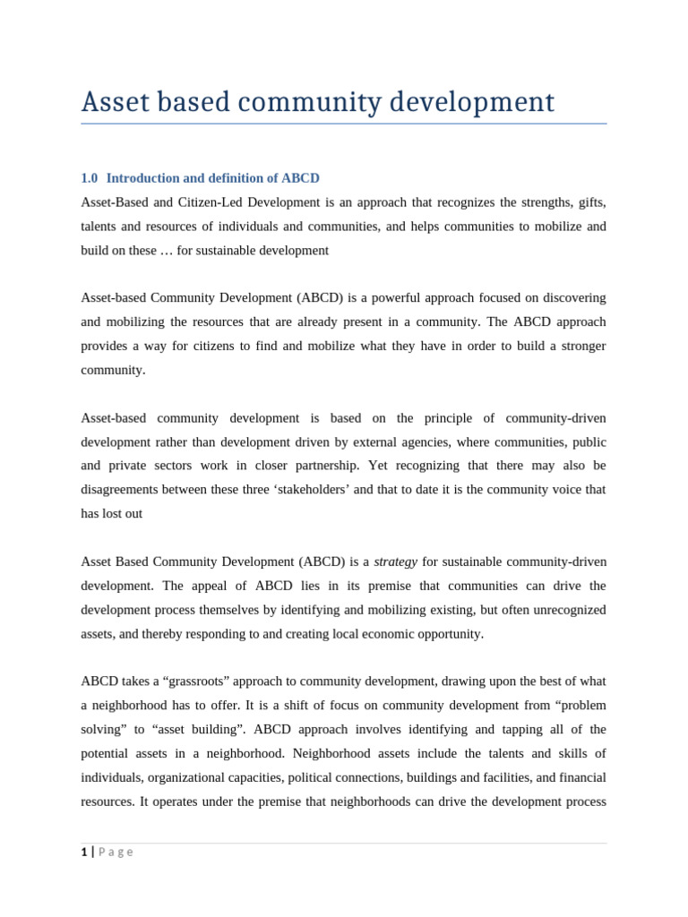 Understanding Asset-Based Community Development | PDF | Community ...