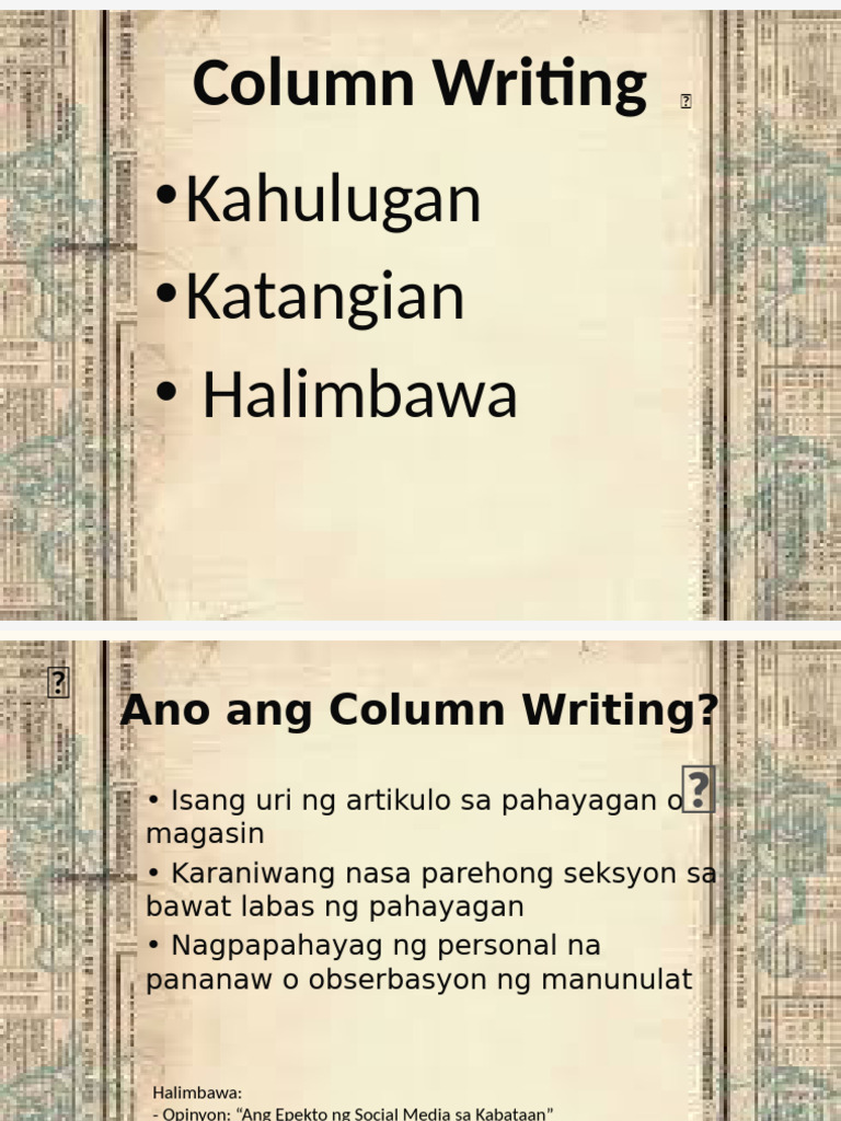 Column Writing Final With Examples | PDF