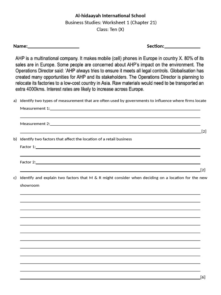 Chapter 21 Worksheet 2 | PDF