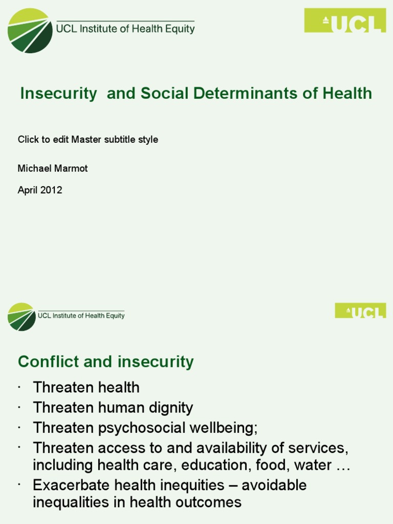 Sir Michael Marmot - Insecurity and Social Determinants of Health ...