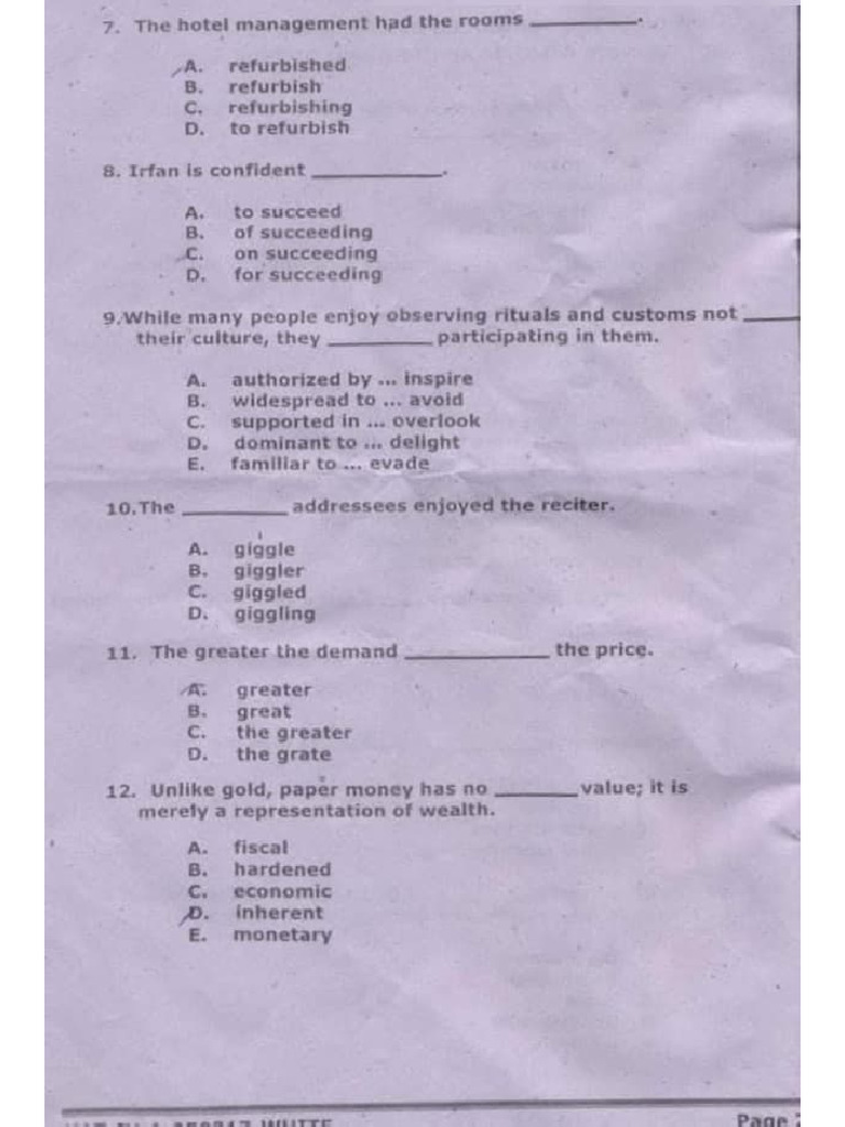 Hat Past Papers | PDF