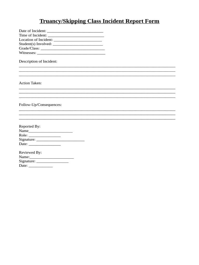Truancy Incident Report | PDF