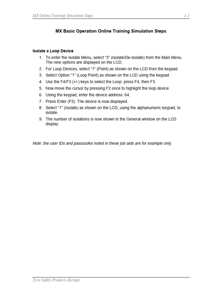 MX Online Training: Isolate Loop Device Steps | PDF