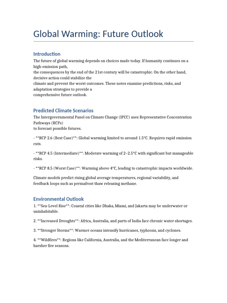 Global Warming Future Scenarios and Solutions | PDF | Climate Change ...