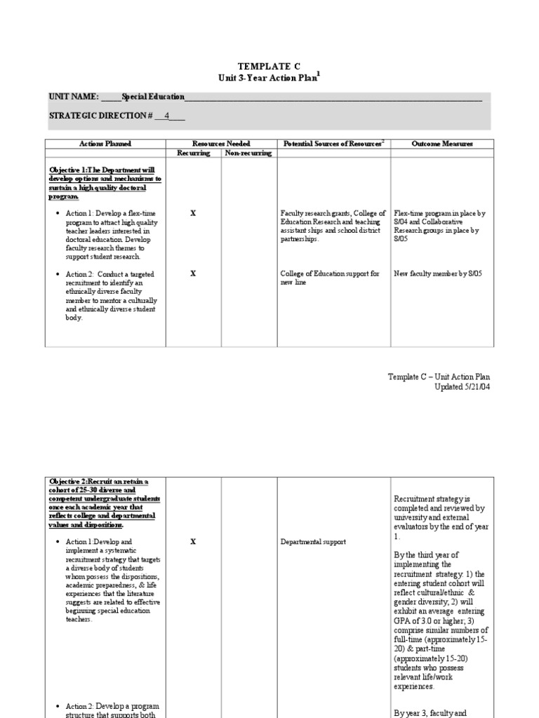 3 year plan template strategic management recruitment