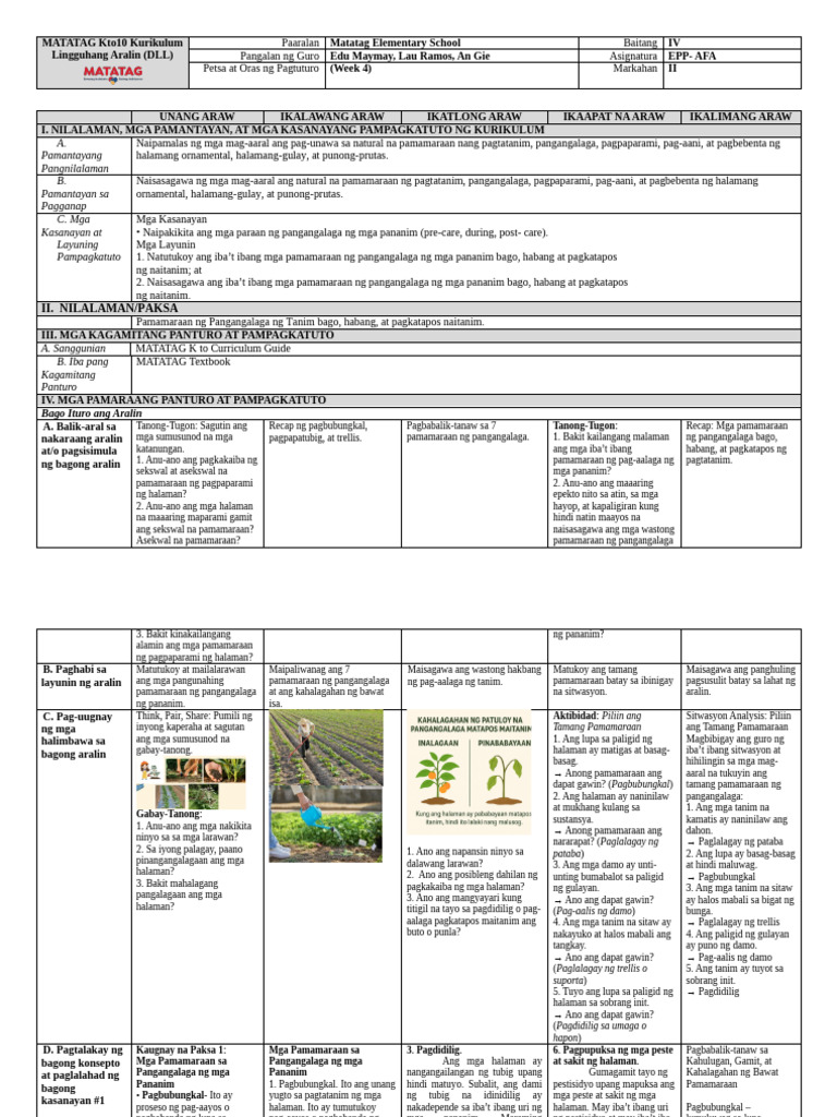 DLL EPP-AGRI 4 Q2 Week4 @edumaymay | PDF