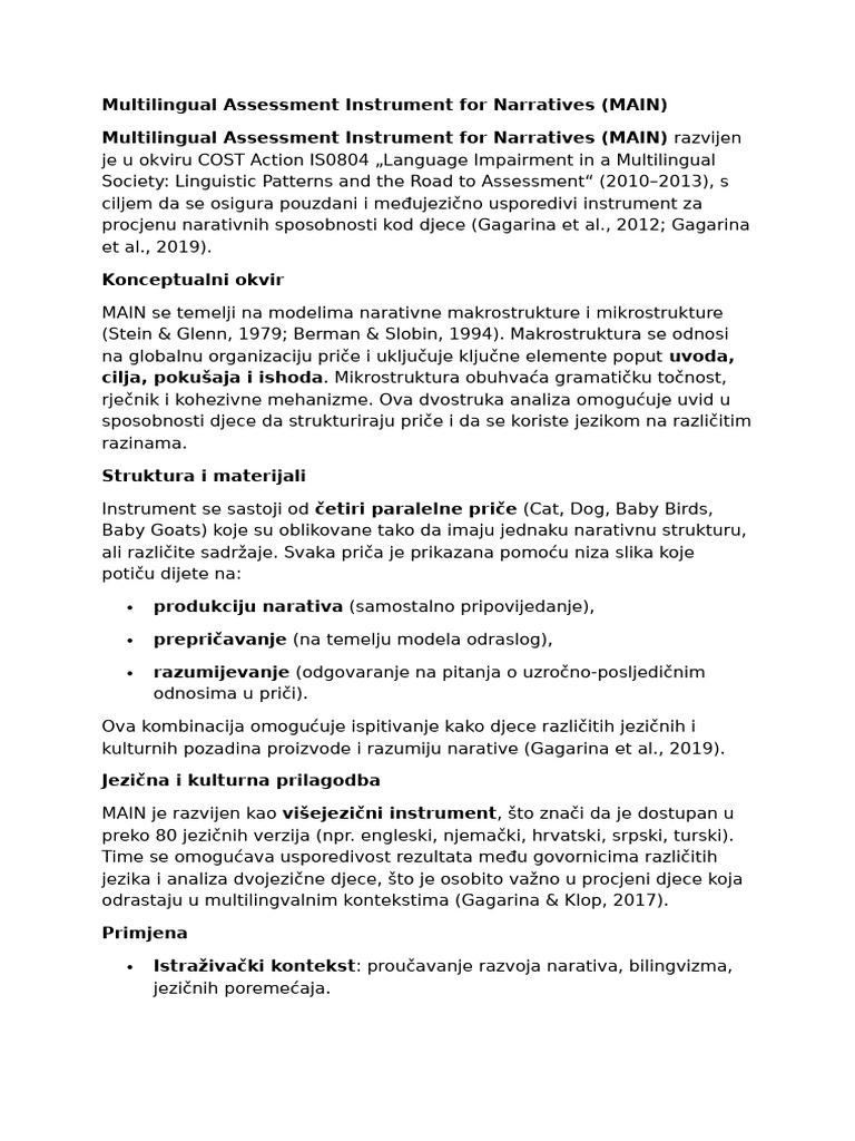 Multilingual Assessment Instrument For Narratives | PDF