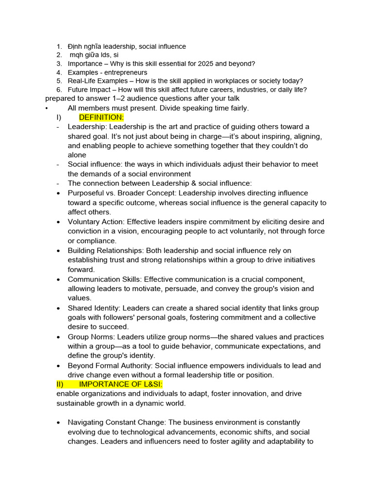 Leadership and Social Influence Skills | PDF | Leadership | Innovation