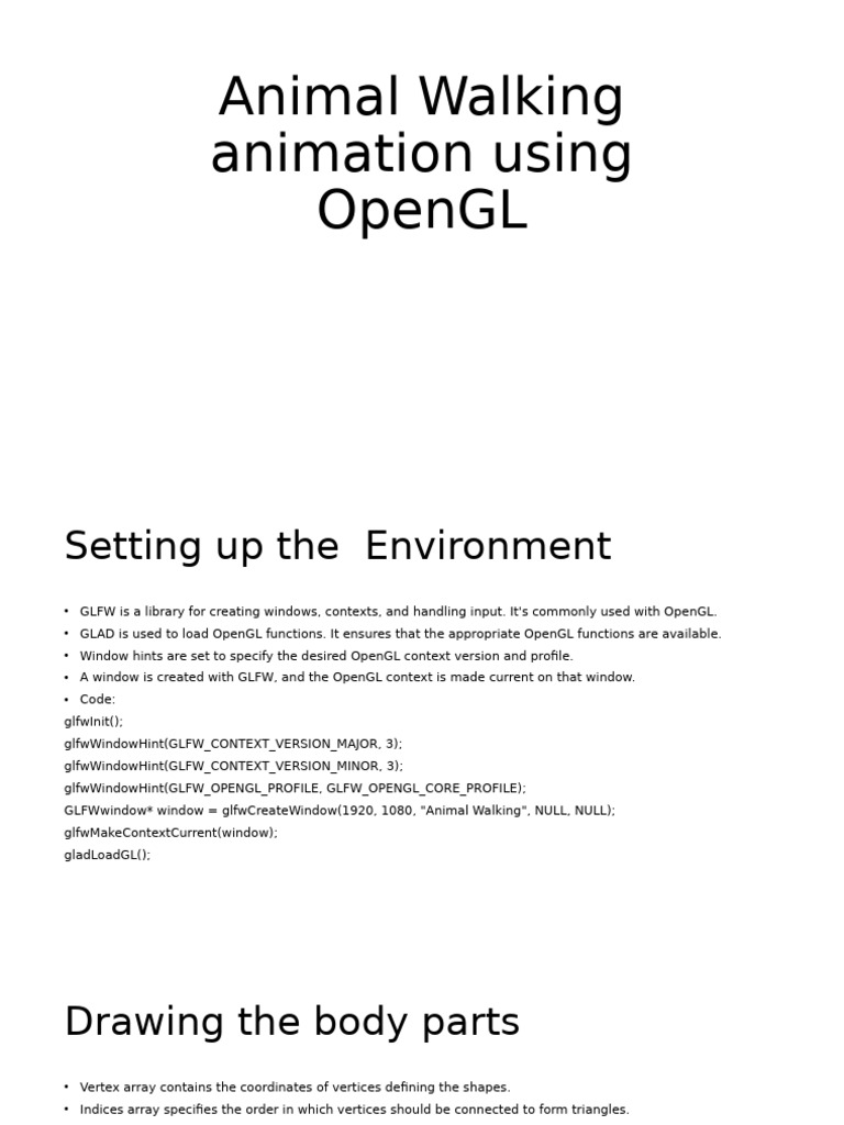 OpenGL Animal Walking Animation Guide | PDF | Shader | Software Development
