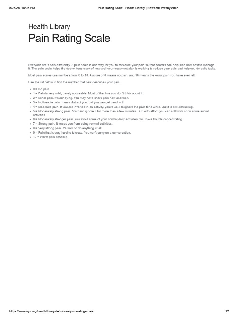 Pain Rating Scale Overview | PDF