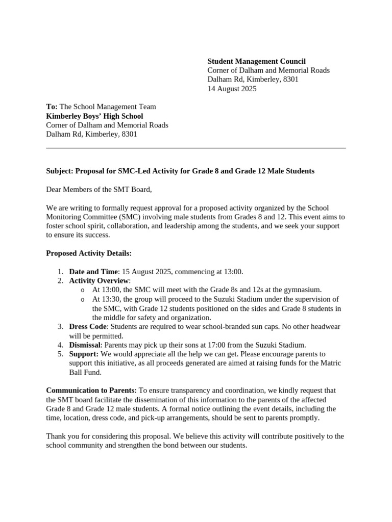 Grade 8 & 12 Student Activity Proposal | PDF