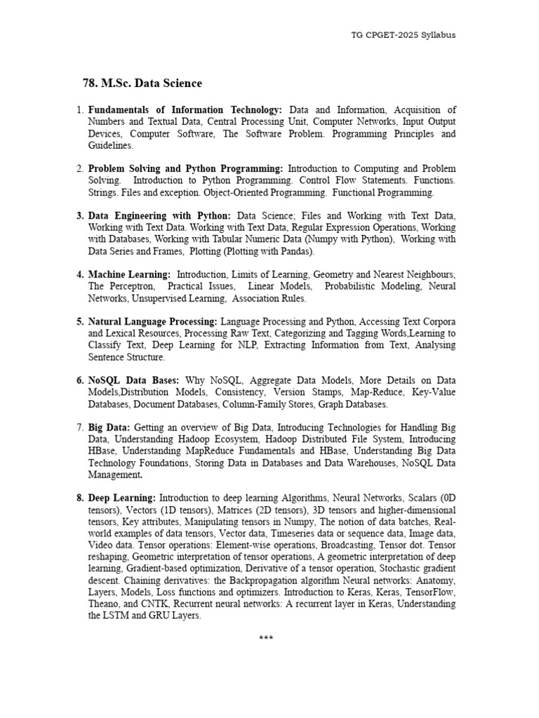 78 Data Science Syllabus 2025 | PDF | Deep Learning | Machine Learning