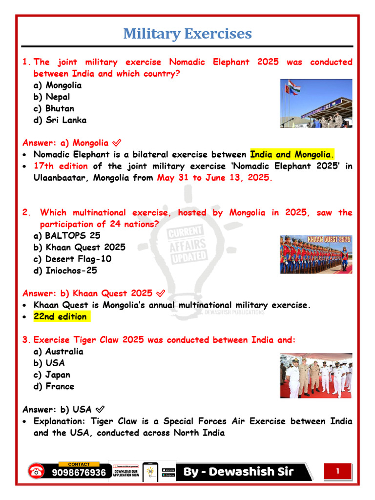 Military Exercises in 2025 Overview | PDF | Military