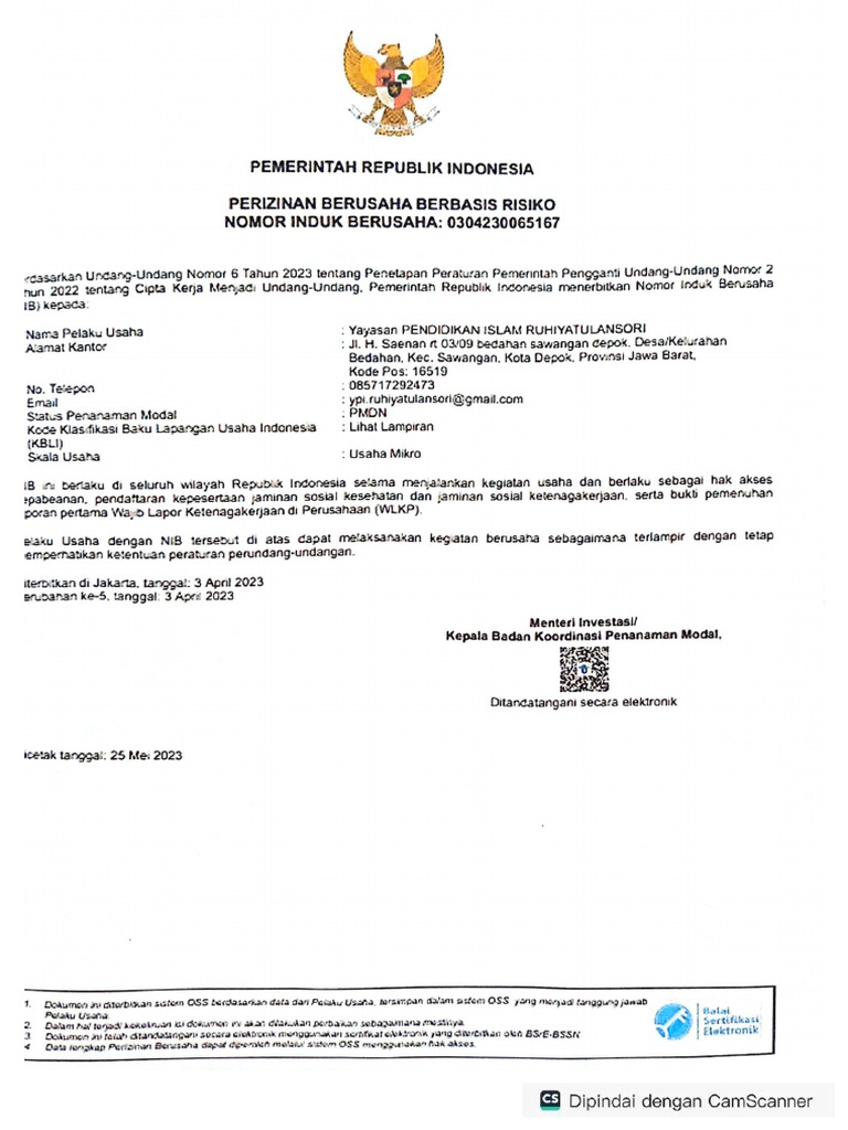Berkas Yayasan Ruhiyatulansori 005 | PDF