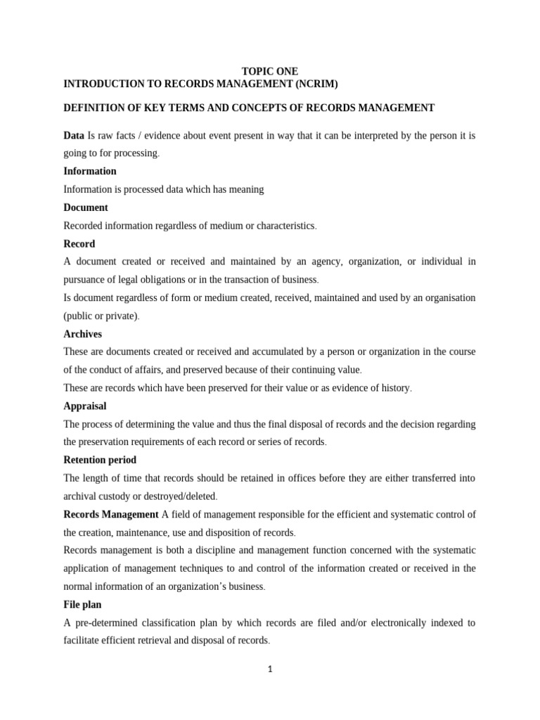 Introduction to Records Management Concepts | PDF | Image Scanner ...
