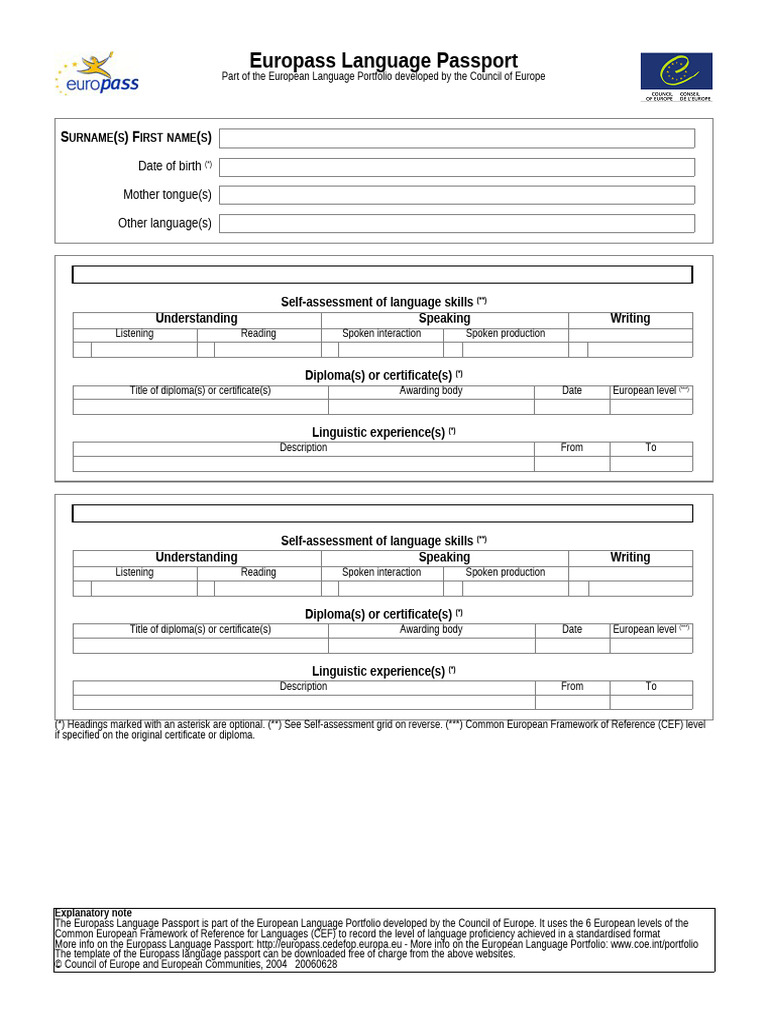 European Language Passport | PDF | Speech | Essays