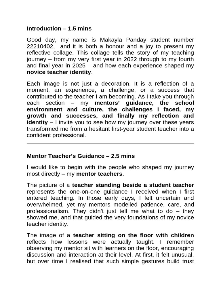 My Teaching Journey: A Reflective Collage | PDF | Mentorship | Teachers
