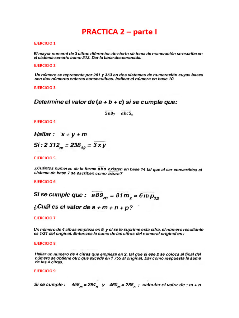 Ejercicios de Práctica 2 - Parte I | PDF