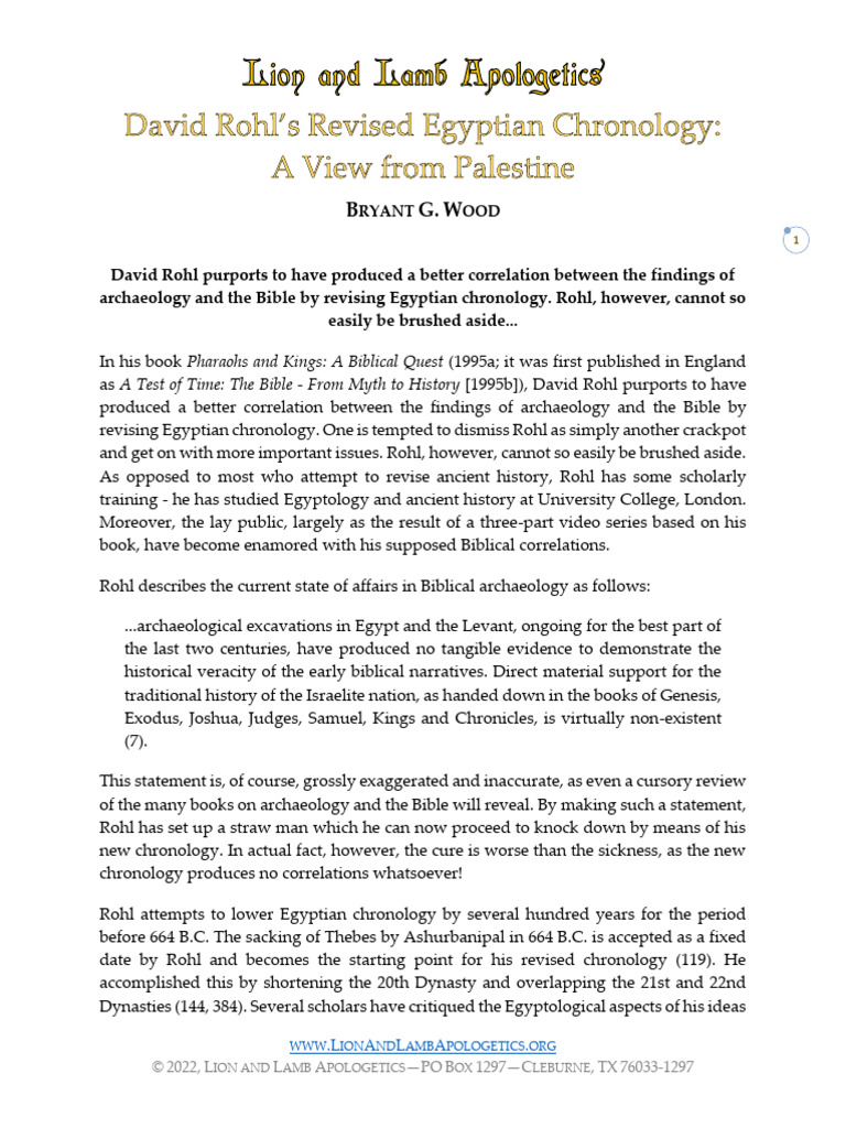 Rohl's Revised Egyptian Chronology Critique | PDF | Philistines ...