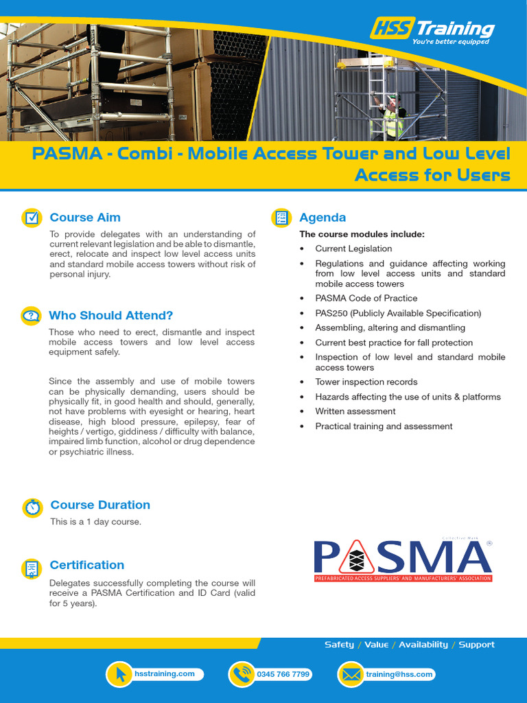 PASMA Mobile Access Tower Training | PDF | Medical Specialties | Human ...